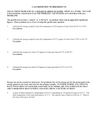 Colours worksheets and online activities. Calorimetry Worksheet 2