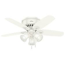 Low profile led indoor fresh white ceiling fan with universal remote. Hunter Builder Low Profile 42 In Indoor Snow White Ceiling Fan 51090 The Home Depot Ceiling Fan With Light White Ceiling Fan Ceiling Fan Light Kit