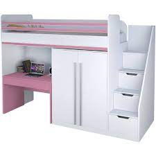 Weitere ideen zu tv tisch, möbel aus paletten, möbelideen. Polini City Hochbett Mit Matratze 200x90 Treppe Schrank Tisch Weiss Ros Polinikids