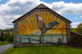 Large Rooster Painted On Barn Barn Art Murals Street Art Street Art