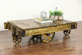 Industrial 1910 Antique Salvage 4 Wheel Factory Cart Or Coffee Table Industrial Furniture Vintage Industrial Furniture Factory Cart