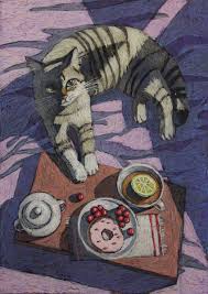 Natalia Leonova Breakfast In Bed Cat Painting Art Cat Artwork