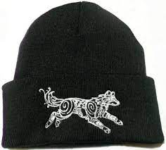 Beanie Hat Wolf Embroidery Familiar Wiccan Pagan Goth Wiccan Clothing Pagan Clothing Pagan Clothing Wiccan Clothing Embroidery Winter
