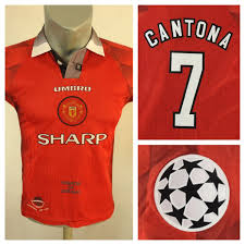 Manchester United 1996 Home Jersey #7 Cantona UCL Umbro Red Shirt Size Boys  L