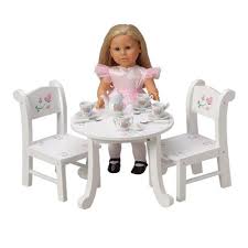 Wooden Doll Table Chair Set W Floral Design Doll High Chair Baby Doll Furniture Table And Chairs