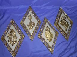 4 Vintage Homco Home Interior Gold Mid Century Wall Plaques 4271 Abc D Ornate Wall Plaques Gold Interior House Interior