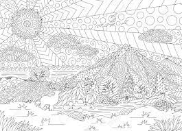 Monochrome Illustration With Beautiful Landscape For Adult Coloring Stock Photo Picture And Royalty Free Image Image 118377820