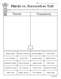 Plural Vs Possessives Sorting Worksheet Plurals Possessives Sorting Worksheet