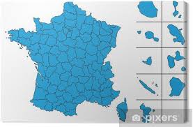 Les régions sont désormais au nombre de 18 : Carte De France Vectoriel Avec Departements Et Le Dom Tom Canvas Print Pixers We Live To Change