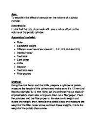 Potato Osmosis Aim To Establish The Effect Of Osmosis On The Volume Of A Potato Cylinder Gcse Science Marked By Teachers Com