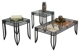 Ashley Furniture Signature Design Exeter Glass Top Occasional Table Set Contains Cocktail Table Living Room Table Sets Coffee Table Glass Top Coffee Table