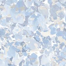 Blue and gray wallpaper for walls. Fw36825 Watercolor Floral Blue Grey Wallpaper