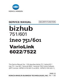 Installing the correct bizhub 601 driver updates can increase pc performance, stability, and unlock new multifunction printer features. Bizhub751 601securityfunctionsvcman Transport Layer Security Computer Network
