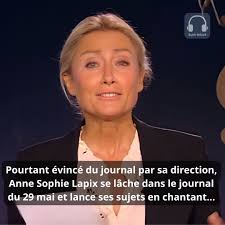 Pourtant évincé du journal par sa direction, Anne Sophie Lapix se lâche  dans le journal du 30 mai et lance ses sujets en chantant...  #annesophielapix #SuisNous