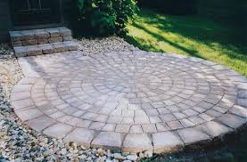 Plus, they're available in a range of styles, making them suitable for creating patterns. 9 5 Tumbled Belgian Circle Kit At Menards Circular Patio Circle Patio Patio Kits