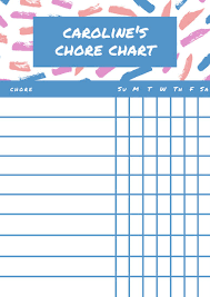 Blue Pink Paint Brush Chore Chart Planner Templates By Canva