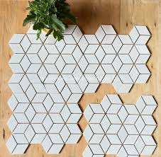 Gạch mosaic lục giác ốp bếp màu trắng