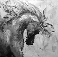 Horse Painting Original Black And White Oil Art White Horse Running Horse Gift Idea For Him Gift Horse Painting Oil Painting Background Original Oil Painting