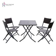 Handl Patio Resin Rattan Steel Folding Bistro Set Parma Style All Weather Resistant Resin Wicker 5 Pcs Set Of Foldabl Resin Wicker Wicker Dining Set Bistro Set