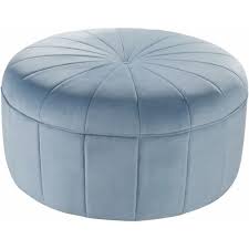 Baby Blue Velvet Large Round Center Tuft Coffee Table Ottoman Pouf Ottoman Velvet Ottoman Tufted Ottoman How to use an ottoman as a coffee table.