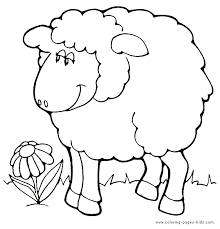 Sheep In The Meadow With A Flower Color Page Animal Coloring Pages Farm Animal Coloring Pages Coloring Pages