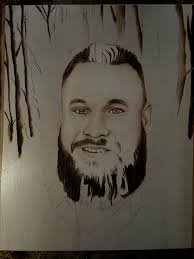 I finally finished my corn bread paper burning with acrylics picture.