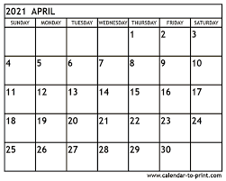 Choose the best 2021 calendar that can print for you. April 2021 Calendar Printable