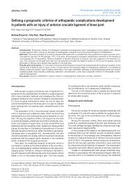PDF) Defining a prognostic criterion of orthopaedic complications  development in patients with an injury of anterior cruciate ligament of  knee joint