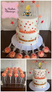 Oh my god, we did it! Dragonball Z 2 Tier Cake And Cake Pops Dragonball Z Cake Cake Pops Tiered Cakes