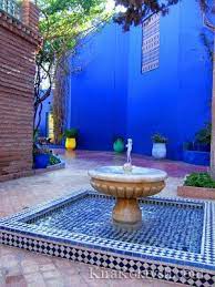 Majorelle Blue The Majorelle Garden Marrakech Morocco My Fantasy Garden Would Incorp Moroccan Garden Moroccan Patio Ideas Boho Chic Living Room Decor