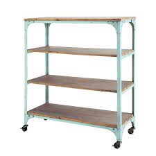Green Industrial Side Table Shelf On Wheels Small Brooklyn Estantes Pequenas Estanterias Metalicas Estanteria Cocina