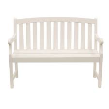 Decor Therapy Marley 48 In 2 Seat White Wood Outdoor Bench Fr8588 The Home Depot Outdoor Bench White Outdoor Bench Outdoor Patio Decor