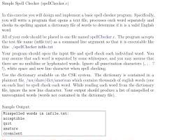 Solved Simple Spell Checker Spellchecker C In This Exer Chegg Com