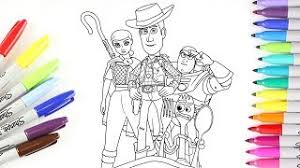 The happy characters included in our toy story 4 coloring pages include: Toy Story 4 Woody Buzz Lightyear Bo Peep And Forky Coloring Pages For Kids Rainbow Tv Youtube
