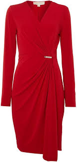 Michael Kors Cross Over Wrap Dress With Pin Detail Wrap Dress Dresses Red Cocktail Dress