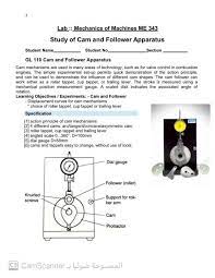 This is another very common problem introduced by high lift cams. 1 Lab Mechanics Of Machines Me 343 Study Of Cam Chegg Com