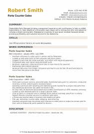 parts counter sales resume samples