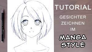 Tutorial] How to draw a Manga face for beginners│ female / front view (GER  with EN subs) - YouTube