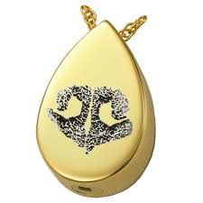 This is a way to have your pet close to you by wearing the pendent or by placing it near the urn the rest of your pets ashes are in. Footprint And Initials Teardrop Solid 14k Gold Pet Cremation Necklace