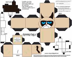 Grumpy Cat Internet Icon Paper Toy Free Printable Papercraft Templates
