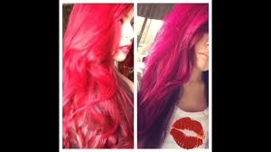 Coral to hot pink/red hair dye. Tutorial How I Dyed My Hair From Red To Magenta Burgandy Using Manic Panic Youtube