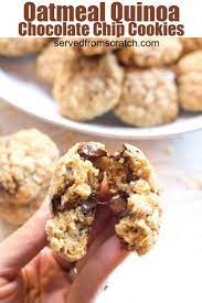 Oatmeal Quinoa Chocolate Chip Cookies Recipe In 2021 Healthy Chocolate Chip Easy Cookie Recipes Baked Dessert Recipes