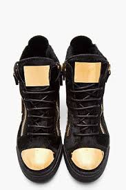 Black And Gold Sneakers Mens Giuseppe Zanotti Black Calf Hair Gold Plated London Sneakers 1350 Black Lace Up Shoes Nike Fashion Shoes