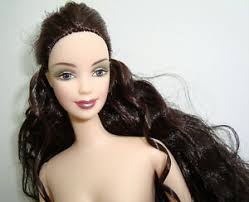 Her hair is long, straight and black. Barbie Doll Nude Jointed Elbows Dark Curly Hair Blue Eyes Stunning New Ebay