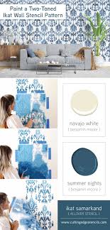 Branchport brown benjamin moore healing aloe benjamin moore pumpkin spice benjamin moore come sail away benjamin moore silent night. Paint A Two Toned Ikat Wall Stencil Pattern Stencil Stories