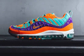 Nike Delivers A Bold Turquoise Orange Purple Air Max 98 Qs Nike Air Max Nike Shoes Air Max Air Max
