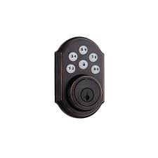 Replace with the new tapered latch that came with the lock and reinstall the lock. Weiser Smartcode 5 Venetian Bronze Keyless Entry Deadbolt The Home Depot Canada