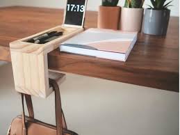 Desk Organiser With Under Table Bag Holder Desk Accessory Pen Tray Phone Stand Bag Hook Bag Ho In 2020 Desk Organization Wooden Desk Organizer Desk Accessories
