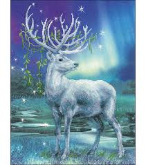 White Stag Stamped Cross Stitch Kit 14 Count
