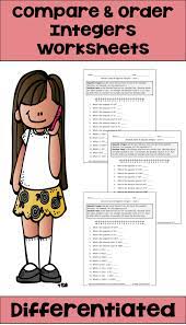 These Worksheets Are Differentiated And Cover Comparing And Ordering Integers Students Wi Differentiation Math Fun Math Worksheets Math Centers Middle School